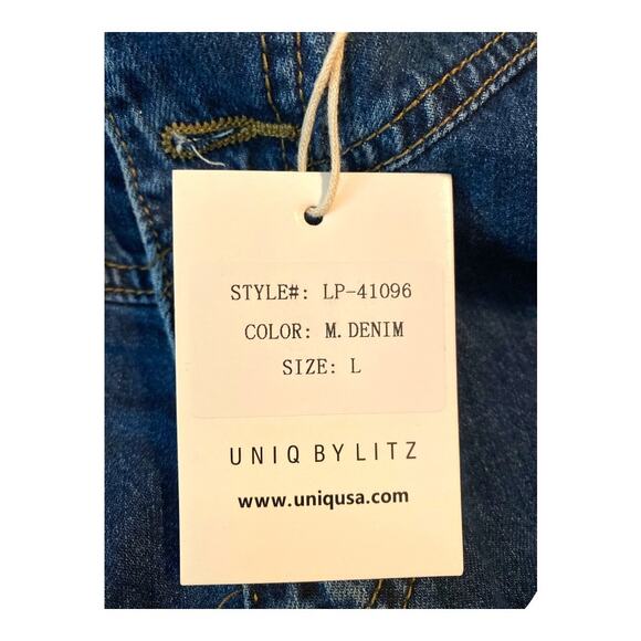 Uniq by Litz Women’s Button Fly Dark Wash Wide Leg Hi Waist Size L W30 Jeans - Picture 6 of 9